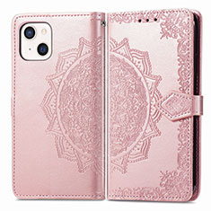 Handytasche Stand Schutzhülle Flip Leder Hülle Modisch Muster H05 für Apple iPhone 14 Rosegold