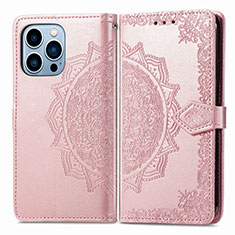 Handytasche Stand Schutzhülle Flip Leder Hülle Modisch Muster H06 für Apple iPhone 13 Pro Rosegold