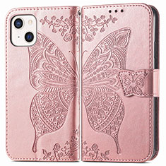 Handytasche Stand Schutzhülle Flip Leder Hülle Modisch Muster H07 für Apple iPhone 14 Plus Rosegold