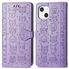 Handytasche Stand Schutzhülle Flip Leder Hülle Modisch Muster H11 für Apple iPhone 13 Mini Violett