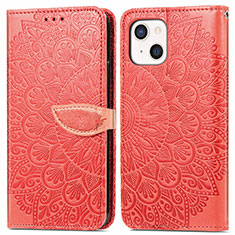 Handytasche Stand Schutzhülle Flip Leder Hülle Modisch Muster H13 für Apple iPhone 13 Rot