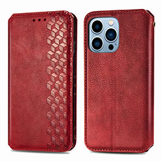 Handytasche Stand Schutzhülle Flip Leder Hülle Modisch Muster H15 für Apple iPhone 14 Pro Max Rot