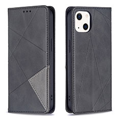 Handytasche Stand Schutzhülle Flip Leder Hülle Modisch Muster L04 für Apple iPhone 13 Mini Schwarz