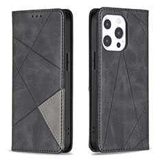 Handytasche Stand Schutzhülle Flip Leder Hülle Modisch Muster L04 für Apple iPhone 13 Pro Schwarz