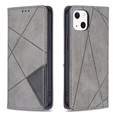 Handytasche Stand Schutzhülle Flip Leder Hülle Modisch Muster L04 für Apple iPhone 14 Plus Grau