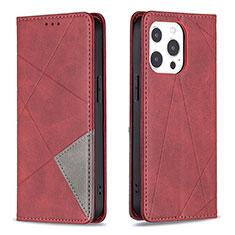 Handytasche Stand Schutzhülle Flip Leder Hülle Modisch Muster L04 für Apple iPhone 15 Pro Rot