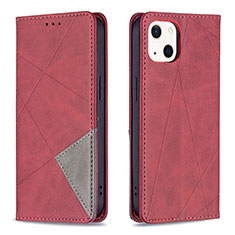 Handytasche Stand Schutzhülle Flip Leder Hülle Modisch Muster L04 für Apple iPhone 15 Rot