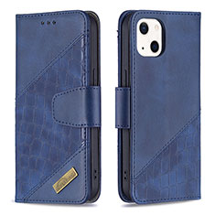 Handytasche Stand Schutzhülle Flip Leder Hülle Modisch Muster L05 für Apple iPhone 13 Blau