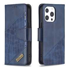 Handytasche Stand Schutzhülle Flip Leder Hülle Modisch Muster L05 für Apple iPhone 13 Pro Blau