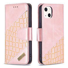 Handytasche Stand Schutzhülle Flip Leder Hülle Modisch Muster L05 für Apple iPhone 13 Rosegold