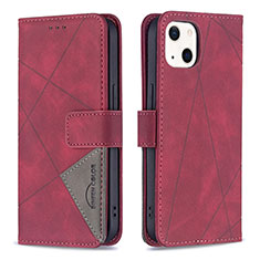 Handytasche Stand Schutzhülle Flip Leder Hülle Modisch Muster L06 für Apple iPhone 13 Rot