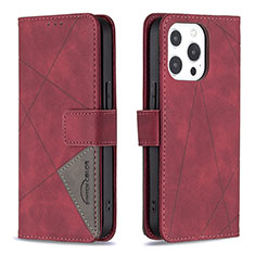 Handytasche Stand Schutzhülle Flip Leder Hülle Modisch Muster L06 für Apple iPhone 14 Pro Max Rot