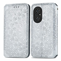 Handytasche Stand Schutzhülle Flip Leder Hülle Modisch Muster S01D für Huawei Honor 50 SE 5G Silber