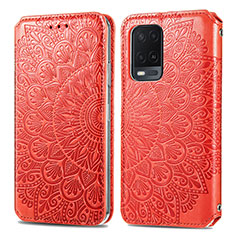 Handytasche Stand Schutzhülle Flip Leder Hülle Modisch Muster S01D für Oppo A54 4G Rot