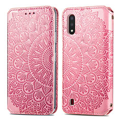 Handytasche Stand Schutzhülle Flip Leder Hülle Modisch Muster S01D für Samsung Galaxy A01 SM-A015 Rosegold