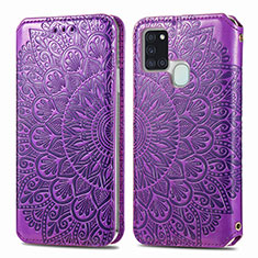 Handytasche Stand Schutzhülle Flip Leder Hülle Modisch Muster S01D für Samsung Galaxy A21s Violett