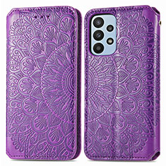 Handytasche Stand Schutzhülle Flip Leder Hülle Modisch Muster S01D für Samsung Galaxy A23 5G Violett