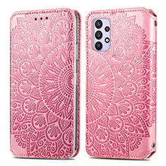 Handytasche Stand Schutzhülle Flip Leder Hülle Modisch Muster S01D für Samsung Galaxy A32 4G Rosegold