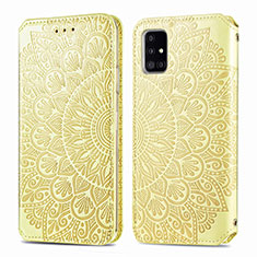 Handytasche Stand Schutzhülle Flip Leder Hülle Modisch Muster S01D für Samsung Galaxy A51 4G Gold