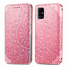 Handytasche Stand Schutzhülle Flip Leder Hülle Modisch Muster S01D für Samsung Galaxy A51 4G Rosegold