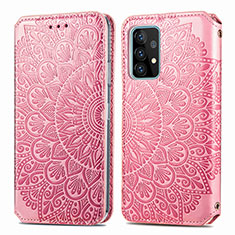 Handytasche Stand Schutzhülle Flip Leder Hülle Modisch Muster S01D für Samsung Galaxy A52 4G Rosegold