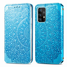 Handytasche Stand Schutzhülle Flip Leder Hülle Modisch Muster S01D für Samsung Galaxy A52 5G Blau