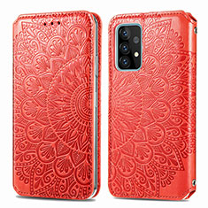 Handytasche Stand Schutzhülle Flip Leder Hülle Modisch Muster S01D für Samsung Galaxy A52 5G Rot