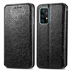 Handytasche Stand Schutzhülle Flip Leder Hülle Modisch Muster S01D für Samsung Galaxy A52 5G Schwarz