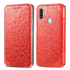 Handytasche Stand Schutzhülle Flip Leder Hülle Modisch Muster S01D für Samsung Galaxy M11 Rot