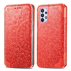 Handytasche Stand Schutzhülle Flip Leder Hülle Modisch Muster S01D für Samsung Galaxy M32 5G Rot