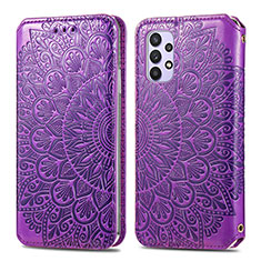 Handytasche Stand Schutzhülle Flip Leder Hülle Modisch Muster S01D für Samsung Galaxy M32 5G Violett