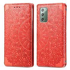 Handytasche Stand Schutzhülle Flip Leder Hülle Modisch Muster S01D für Samsung Galaxy Note 20 5G Rot