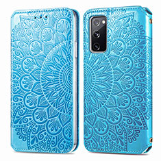 Handytasche Stand Schutzhülle Flip Leder Hülle Modisch Muster S01D für Samsung Galaxy S20 Lite 5G Blau