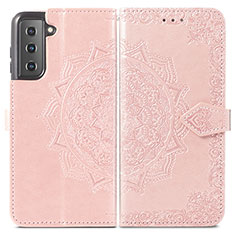 Handytasche Stand Schutzhülle Flip Leder Hülle Modisch Muster S01D für Samsung Galaxy S24 5G Rosa