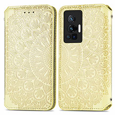 Handytasche Stand Schutzhülle Flip Leder Hülle Modisch Muster S01D für Vivo X70 Pro 5G Gold