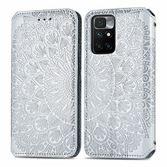 Handytasche Stand Schutzhülle Flip Leder Hülle Modisch Muster S01D für Xiaomi Redmi Note 11 4G (2021) Silber