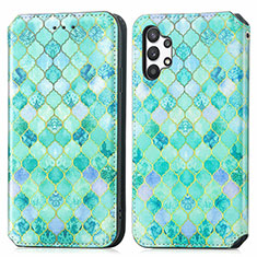 Handytasche Stand Schutzhülle Flip Leder Hülle Modisch Muster S02D für Samsung Galaxy A32 5G Grün