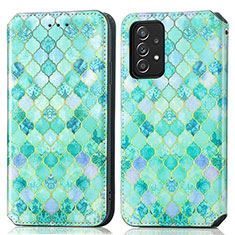 Handytasche Stand Schutzhülle Flip Leder Hülle Modisch Muster S02D für Samsung Galaxy A52s 5G Grün