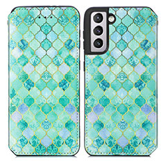 Handytasche Stand Schutzhülle Flip Leder Hülle Modisch Muster S02D für Samsung Galaxy S21 FE 5G Grün