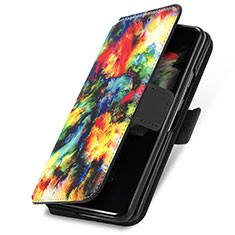 Handytasche Stand Schutzhülle Flip Leder Hülle Modisch Muster S02D für Samsung Galaxy Z Fold3 5G Fuchsie