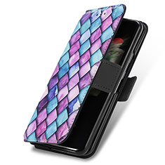 Handytasche Stand Schutzhülle Flip Leder Hülle Modisch Muster S02D für Samsung Galaxy Z Fold3 5G Violett