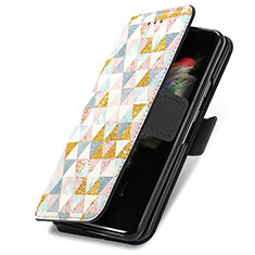 Handytasche Stand Schutzhülle Flip Leder Hülle Modisch Muster S02D für Samsung Galaxy Z Fold4 5G Weiß