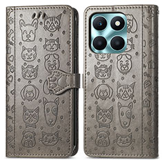 Handytasche Stand Schutzhülle Flip Leder Hülle Modisch Muster S03D für Huawei Honor X8b Grau