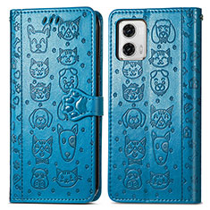 Handytasche Stand Schutzhülle Flip Leder Hülle Modisch Muster S03D für Motorola Moto G73 5G Blau