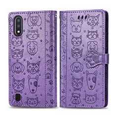 Handytasche Stand Schutzhülle Flip Leder Hülle Modisch Muster S03D für Samsung Galaxy A01 SM-A015 Violett
