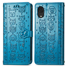 Handytasche Stand Schutzhülle Flip Leder Hülle Modisch Muster S03D für Samsung Galaxy A03 Core Blau