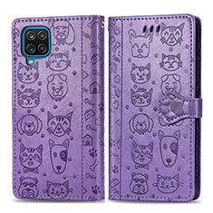 Handytasche Stand Schutzhülle Flip Leder Hülle Modisch Muster S03D für Samsung Galaxy A12 Nacho Violett