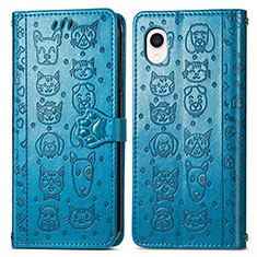 Handytasche Stand Schutzhülle Flip Leder Hülle Modisch Muster S03D für Samsung Galaxy A22 5G SC-56B Blau