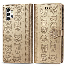 Handytasche Stand Schutzhülle Flip Leder Hülle Modisch Muster S03D für Samsung Galaxy A32 5G Gold