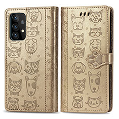 Handytasche Stand Schutzhülle Flip Leder Hülle Modisch Muster S03D für Samsung Galaxy A52 4G Gold